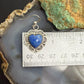 Vintage Signed Sterling Silver Denim Lapis Heart Dangle Earrings For Women