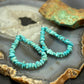 Sterling Silver Blue Natural Turquoise Beads Hoop Earrings For Women