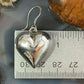Silver Puff Heart Dangle Earrings For Women