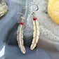 Anthony Gatewood Sterling Silver & Coral Bead Feather Dangle Earrings For Women