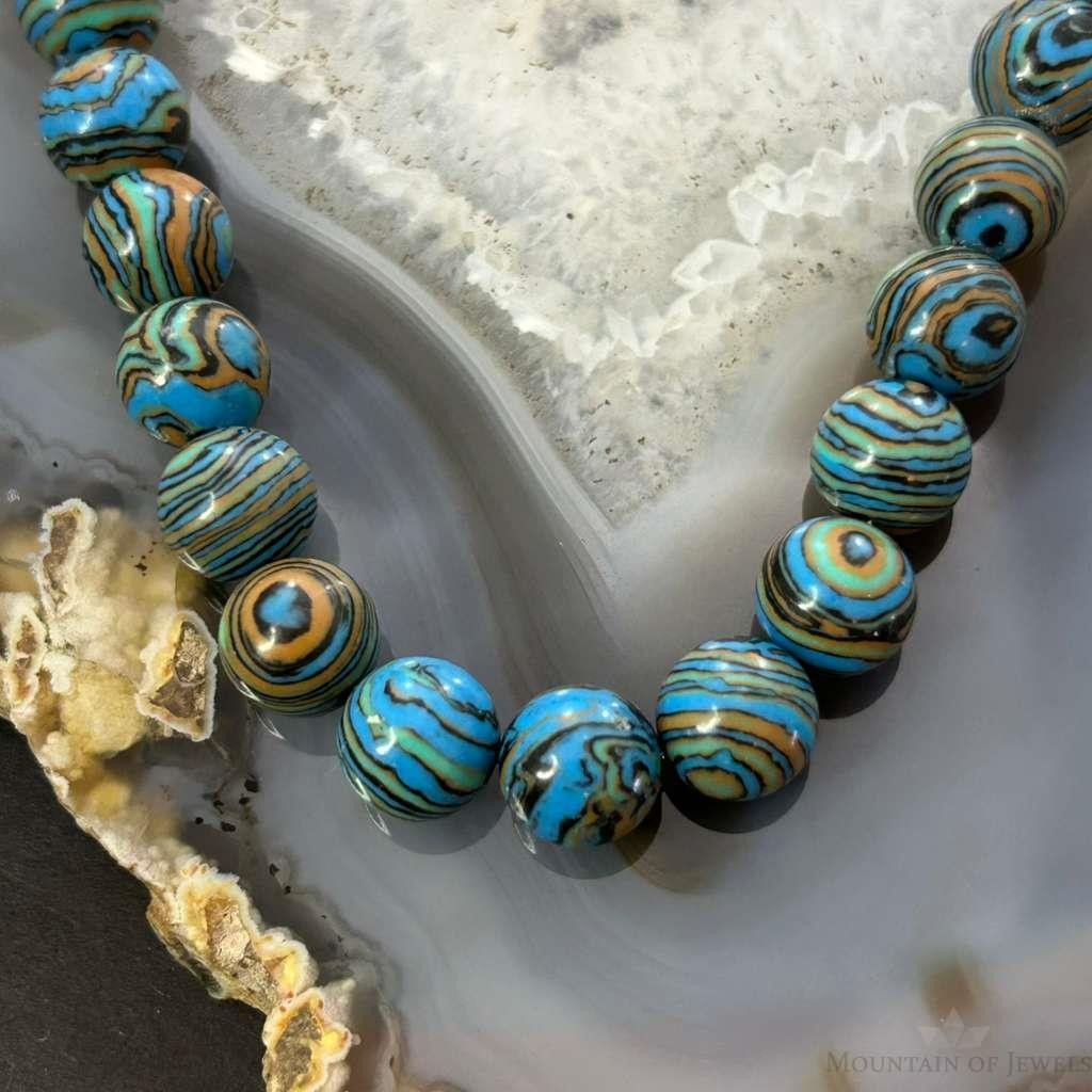 Sterling Silver 10mm Mexican Calcite Beads 16" Necklace For Women