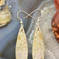 Sterling Silver Teardrop Fossilized Coral Slab Dangle Earrings For Women #115