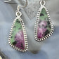 Sterling Silver Southwestern Style Triangular Ruby Zoisite Dangle Earrings For Women