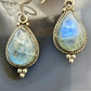 Sterling Silver Southwestern Style Teardrop Moonstone Decrated Dangle Earrings For Women