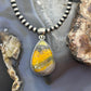 Sterling Silver Southwestern Style Teardrop Yellow Jasper Pendant For Women