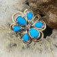 Carolyn Pollack Southwestern Style Sterling Silver Sleeping Beauty Turquoise Cluster Flower Ring For Women