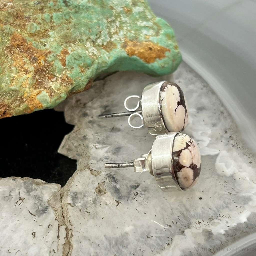 Sterling Silver Southwestern Style Rounded Wild Horse Stud Earrings For Women