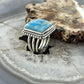 Sterling Silver Southwestern Style Larimar Decorated Bar Ring Size 7.5 For Women