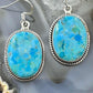 Sterling Silver Southwestern Style Oval Mojave Turquoise Dangle Earrings For Women