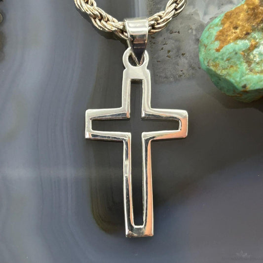Sterling Silver Fashion Unisex Cut Out Cross Pendant