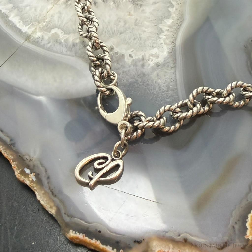 Carolyn Pollack Sterling Silver MOP Disc,Peridot Twisted Link Chain 20" Necklace