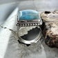 Sterling Silver Southwestern Style Larimar Decorated Bar Ring Size 7.5 For Women