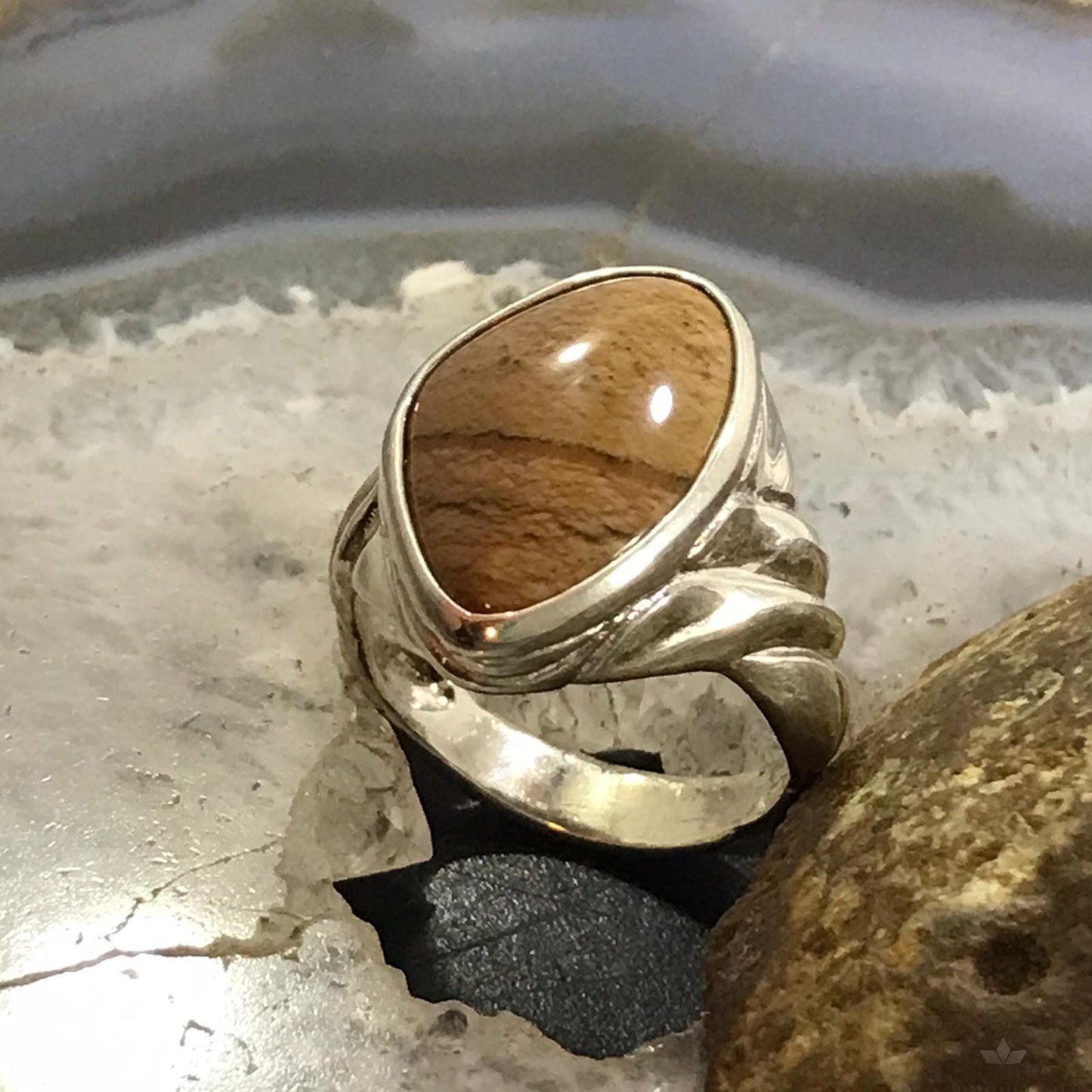 Carolyn Pollack Sterling Silver Natural Picture Jasper Ring Size 10 For Women