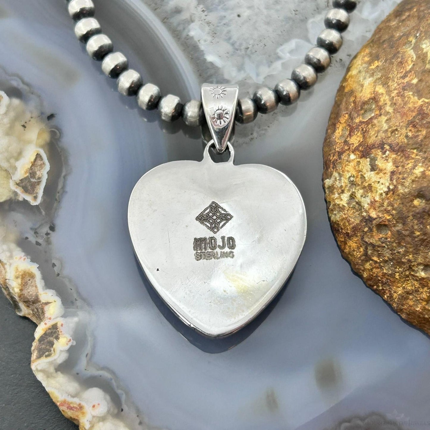Sterling Silver Southwestern Style White Buffalo Decorated Heart Pendant For Women #4