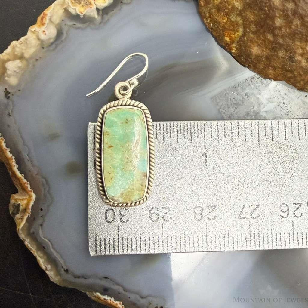Sterling Silver Southwestern Style Rectangle Turquoise Dangle Earrings For Women