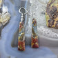 Sterling Silver Elongated Triangle Red Marcasite Slab Dangle Earrings For Women #224