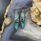 Native American Sterling Silver Marquise Chinese Turquoise Dangle Earrings