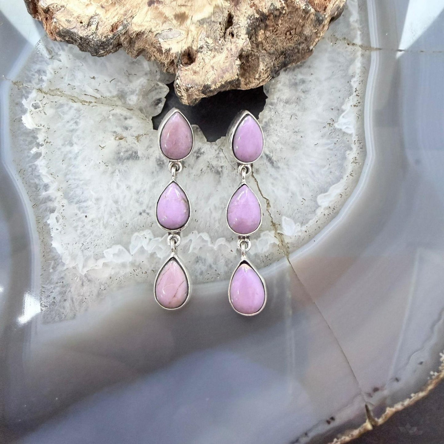 Sterling Silver Native American Teardrop Phosphosiderite Post Earrings For Women