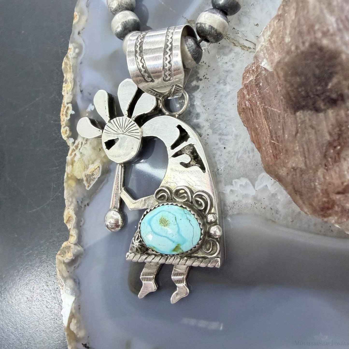 Alonzo Mariano Native American Sterling Silver w/Turquoise Kokopelli Unisex Pendant