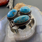 Cecil Sanders Vintage Native American Sterling Silver Heavy Turquoise Women's Bracelet