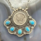 Sterling Silver Southwestern Style 1944 Mercury Dime & Kingman Turquoise Necklace For Women