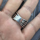 Tom Hawk Native American Sterling Silver Five Rows Band Ring Size 11.25 For Men