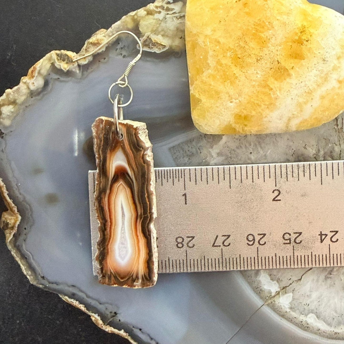 Sterling Silver Agate Slab Dangle Earrings For Women #407