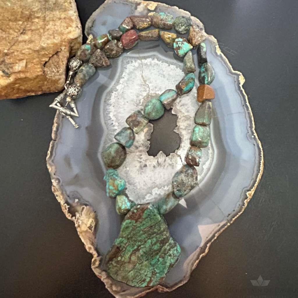 Vintage Chunky Natural Turquoise Stone w/Natural Turquoise Necklace For Women