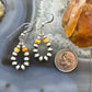 Sterling Silver Navajo Pearl Beads & Spiny Oyster Hoop Dangle Earrings For Women