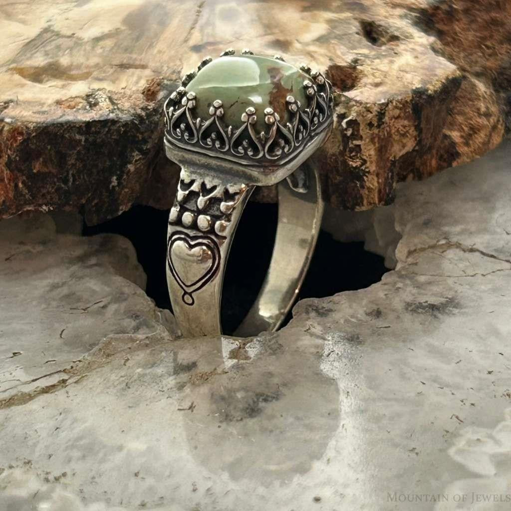Carolyn Pollack Sterling Silver Square Green Turquoise Ring Size 7 For Women