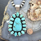 Antoinette Martinez Native American Sterling Silver Kingman Turquoise Cluster Pendant For Women