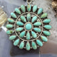 Sterling Silver Southwestern Style Teardrop Mohave Turquoise Round Cluster Pendant