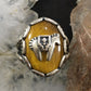 Carolyn Pollack Southwestern Style Sterling Silver Oval Tigers Eye w/Spirit Horse Ring For Women