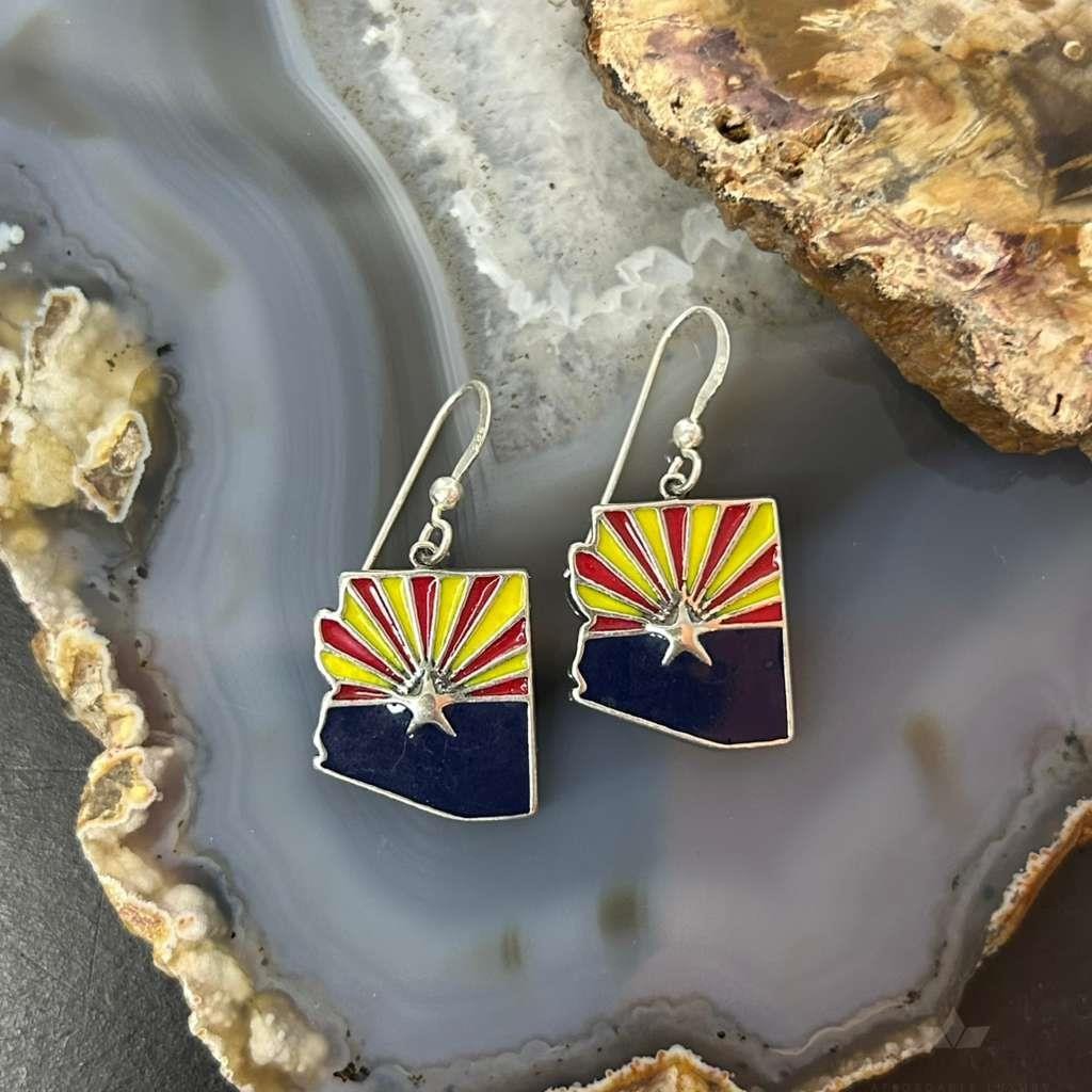 Carolyn Pollack Sterling Silver Arizona Enamel Double Sided Dangle Earrings For Women