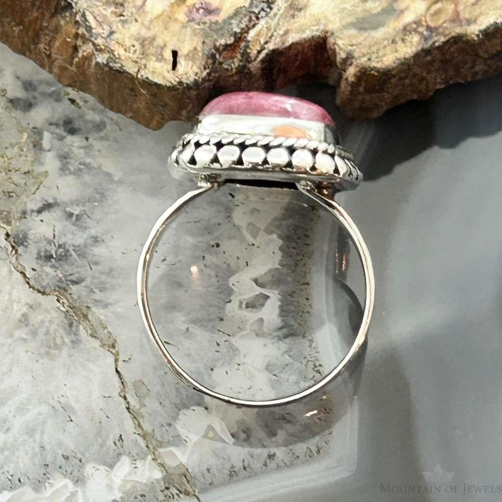 Sterling Silver Southwestern Style Rectangle Thulite Ring Size 7 For Women