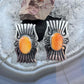 Abraham Begay Native American Sterling Silver Spiny Oyster Overlay Post Earrings For Women