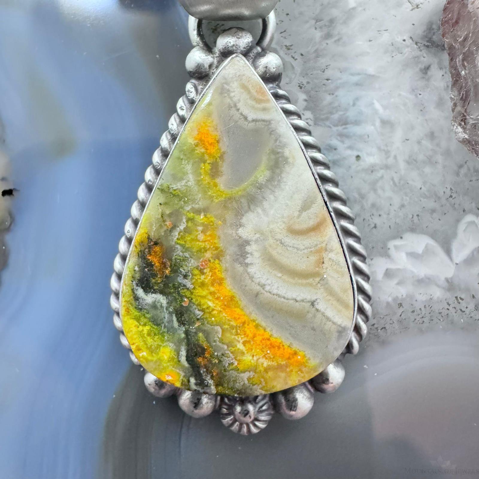 Native American Sterling Bumblebee discount Jasper Teardrop Decorated Pendant For Women