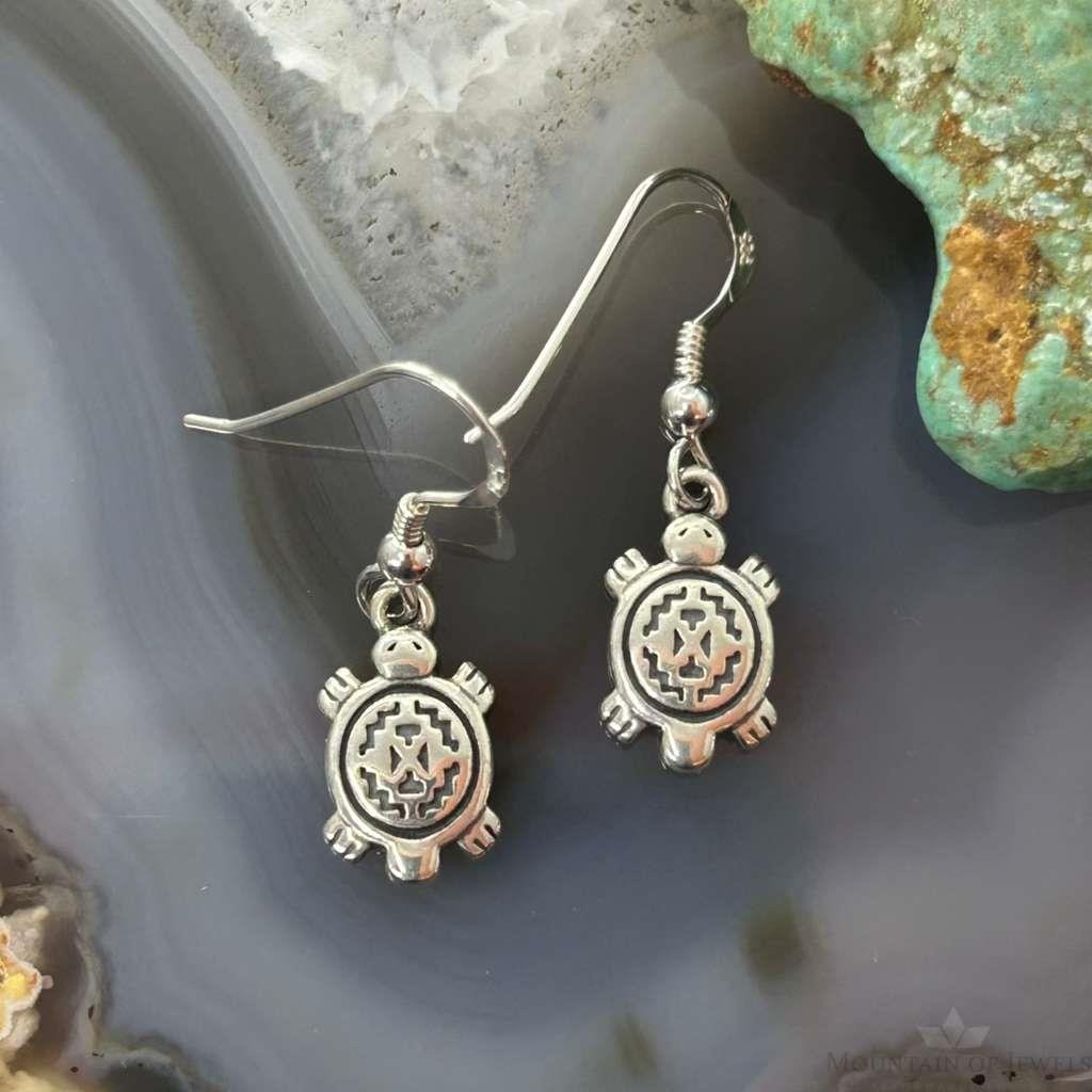 Carolyn Pollack Sterling Silver Tiny Turtle Dangle Earrings For Women