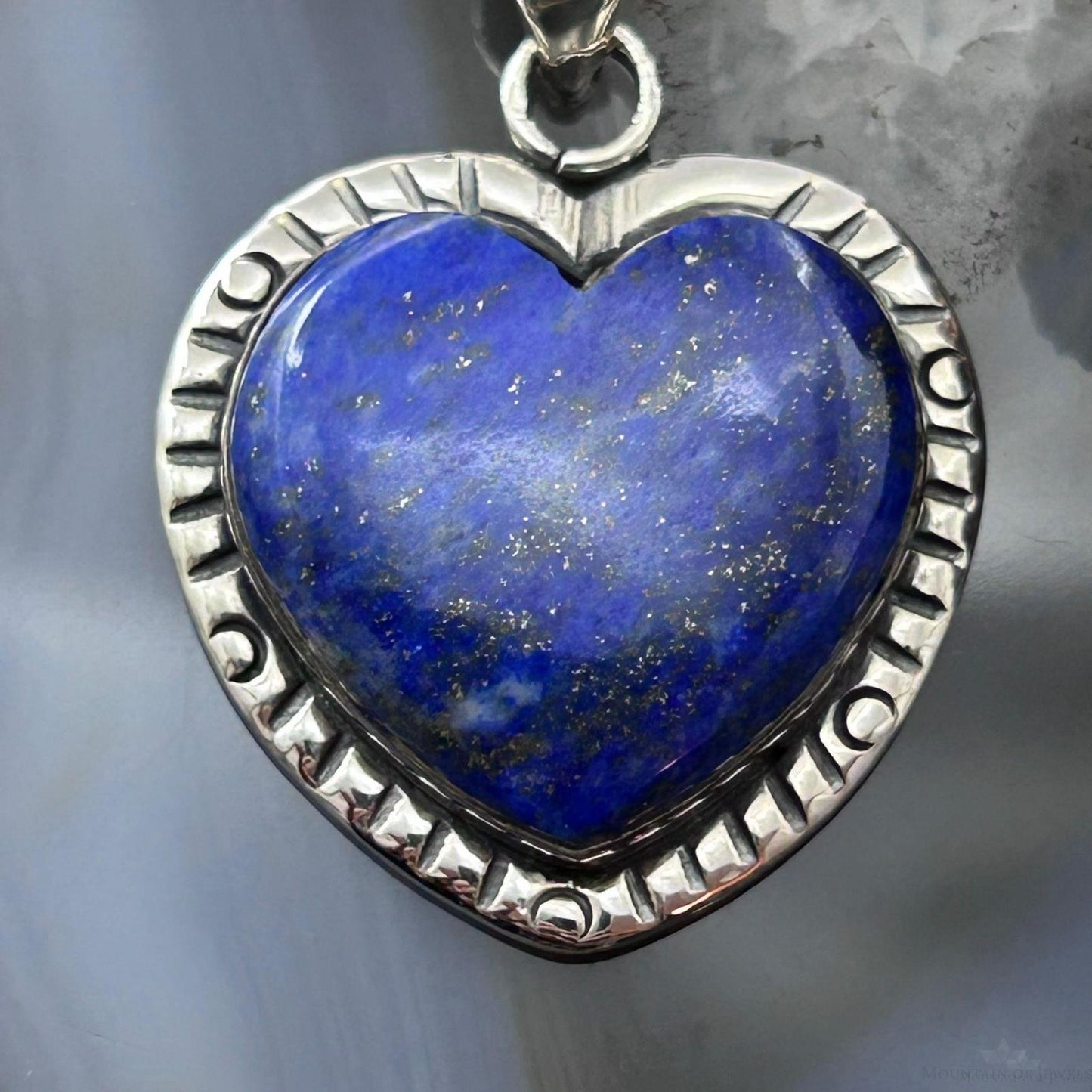 Sterling Silver Southwestern Style Lapis Heart Decorated Pendant For Women