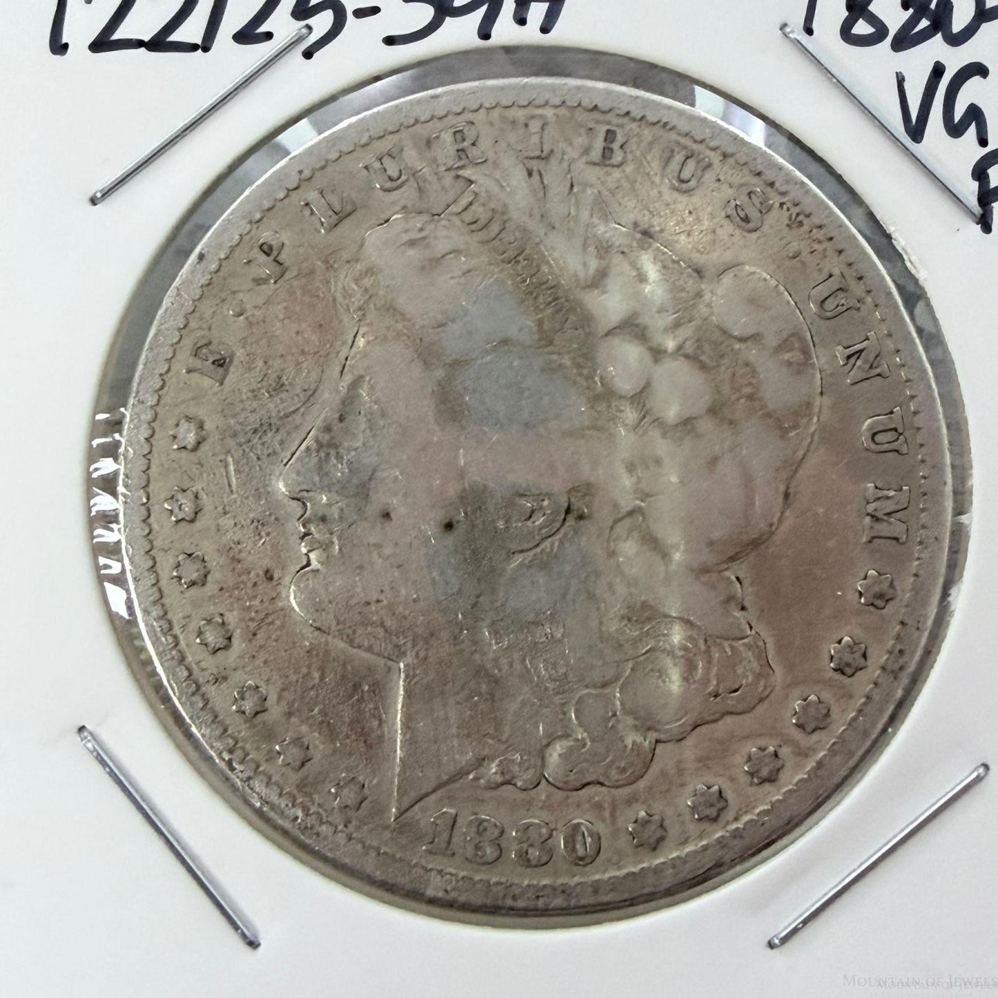 US 1880-S 90% Morgan Silver Dollar VG-F #122125-3GH
