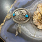 Vintage Signed Native American Sterling Silver Turquoise "I Love Jesus" Brooch