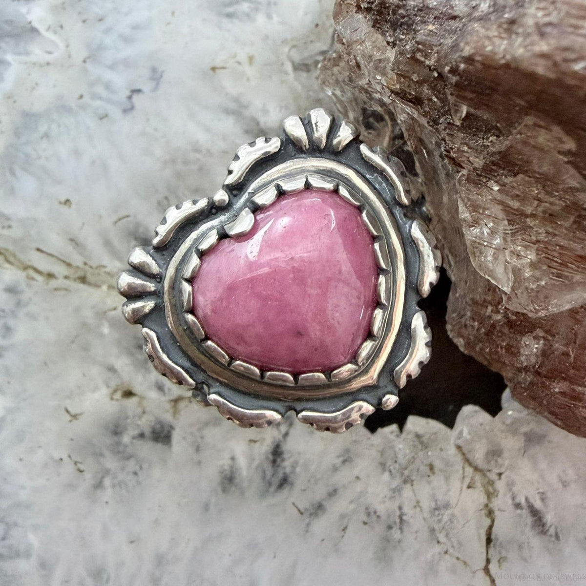 Carolyn Pollack Sterling Silver Rhodonite Decorated Heart Ring For Women