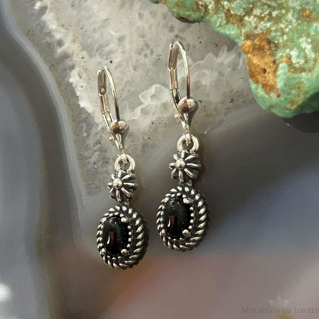 Carolyn Pollack Sterling Silver Onyx Decorated Dangle Earrings For Women