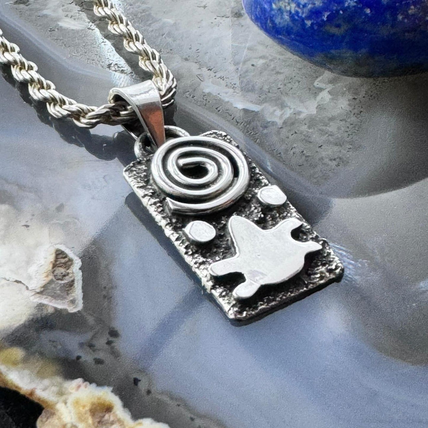 Alex Sanchez Native American Sterling Silver Petroglyph Dainty Pendant For Women #1