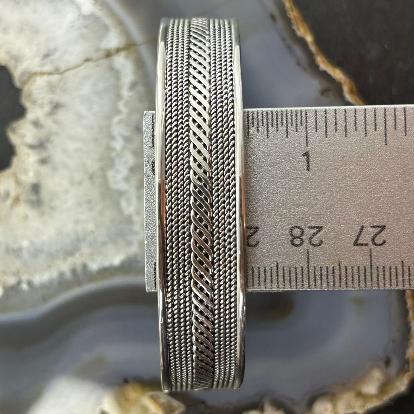 Sterling Silver Flexible & Adjutable Woven Decorated Fashion Bracelet For Women