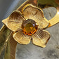 Vintage 14K Yellow Gold & Citrine Floral Brooch For Women