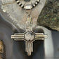 Sterling Silver Southwestern Style Rounded White Buffalo Unisex Zia Pendant