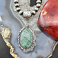 Sterling Silver Southwestern Style Oval Emerald Decorated Pendant For Women