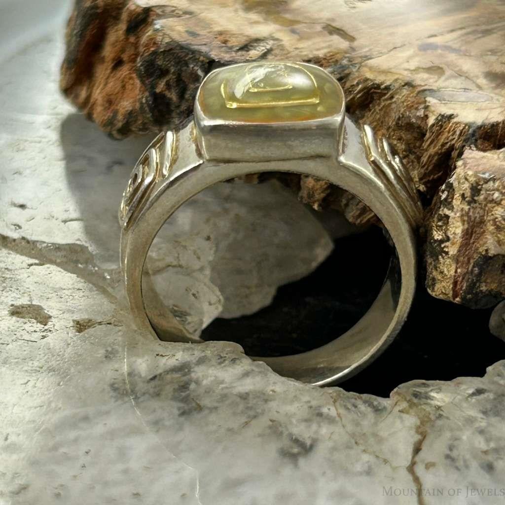 Carolyn Pollack 2-Tone Sterling Chip Green Turquoise Spiral Ring Size 7 For Women