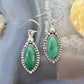 Sterling Silver Southwestern Style Marquise Malachite Dangle Earrings For Women